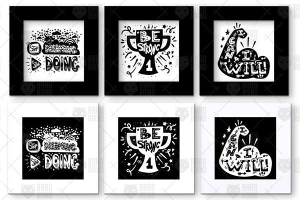 激励勉励手绘引语插画素材集 Motivational Hand Drawn Quotes Set