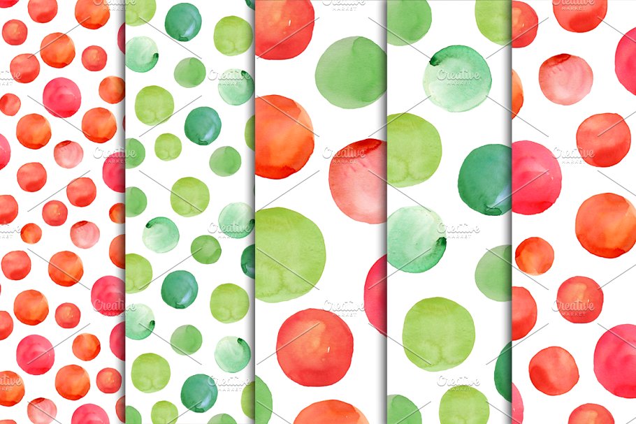水彩圆点图案纹理 Watercolor Dots Background插图(1)