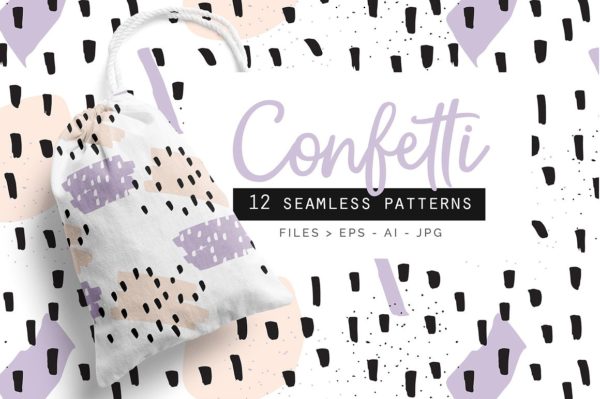 五彩纸屑无缝纹理 Confetti Seamless Patterns
