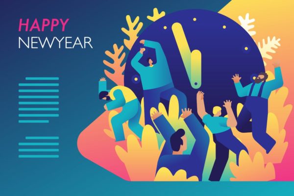 新年晚会倒计时矢量插画素材v2 New Year party countdown