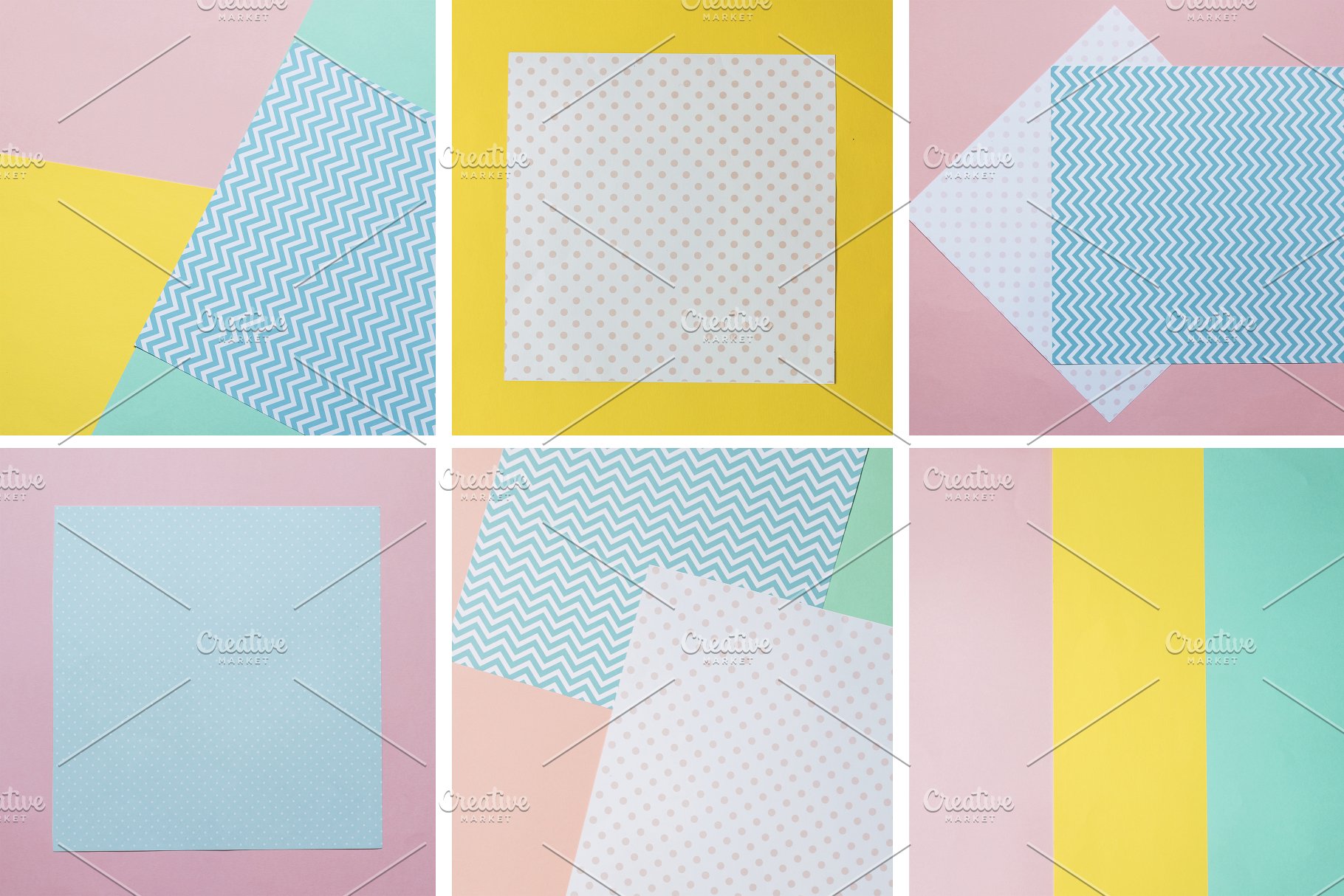 正方形几何图案背景纹理 Paper Textures – Mock up Bundle插图(2)