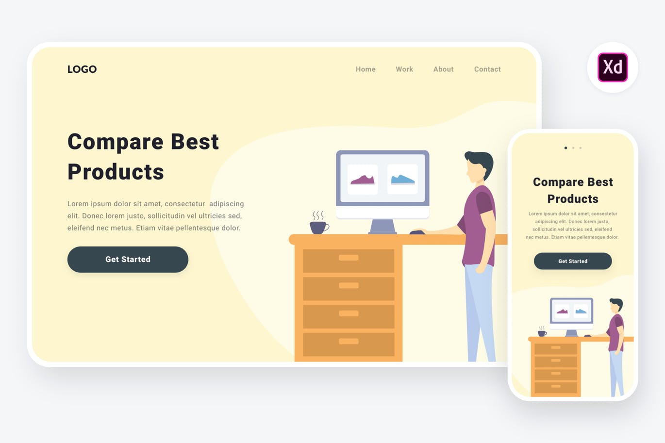 产品对比场景APP&Web设计矢量插画[XD&SVG] Comparing products illustration (Adobe XD & SVG)插图