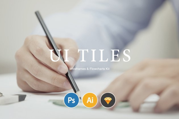 网站设计线框图和流程图 UI 套件 UI Tiles: Wireframes &amp; Flowcharts