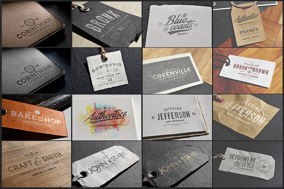 64个经典怀旧风格Logo标志展示样机 64 Logo Mock-ups Bundle插图(2)