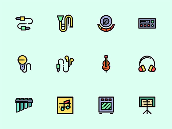 100 枚多彩音乐元素图标素材之家精选sketch素材