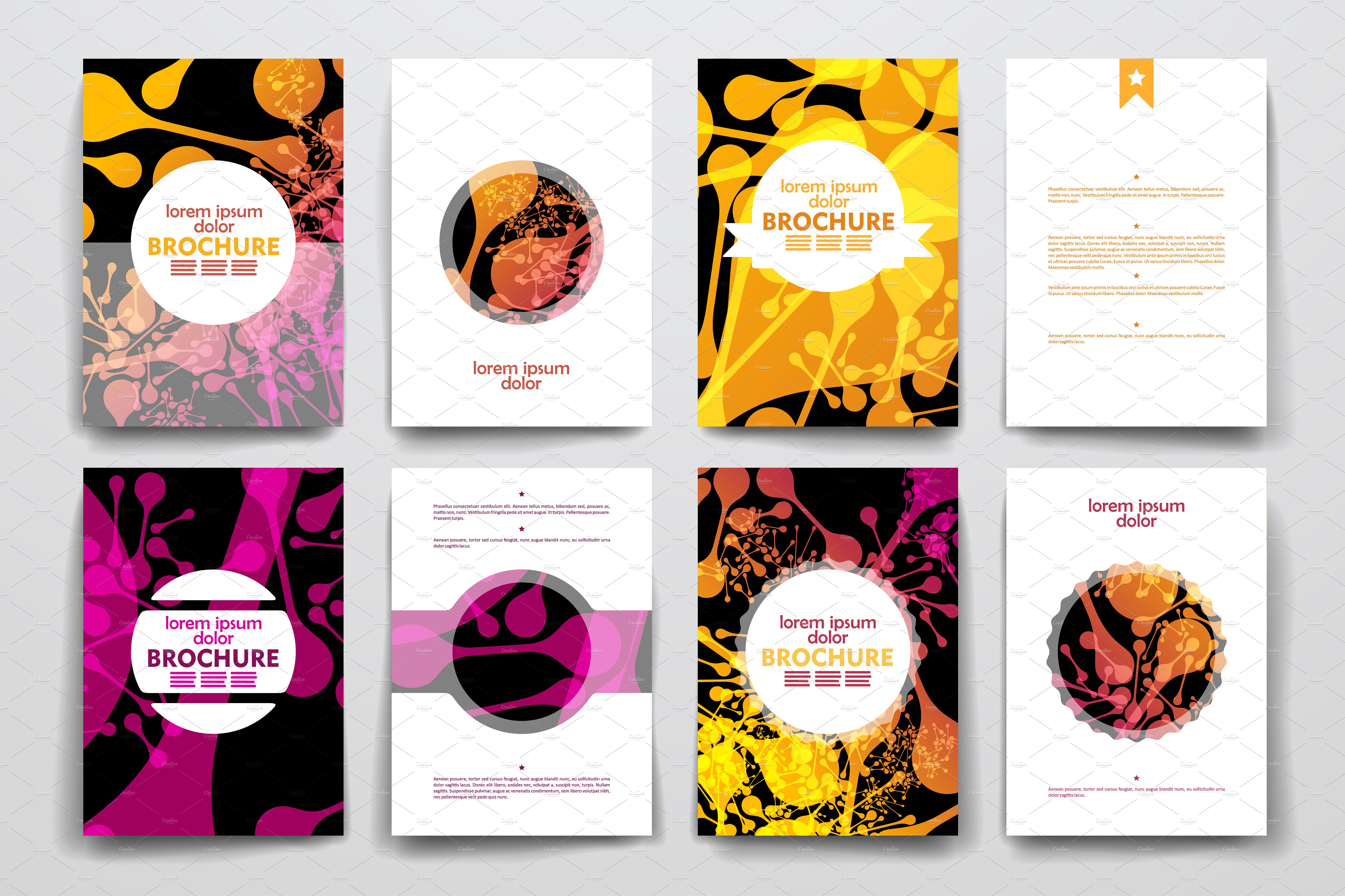 DNA结构图形背景画册模板 Brochures in DNA molecule style插图