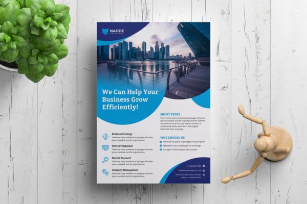 简约设计风格企业简介宣传单排版设计模板 Corporate Flyer