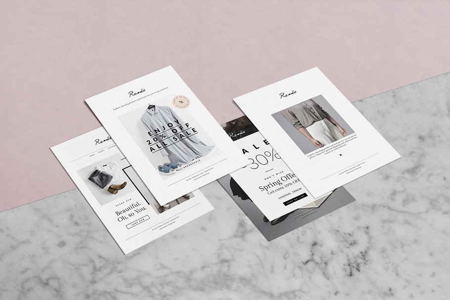 4张时尚明信片传单模板 4 Fashion Postcard Flyers • Renée插图(2)