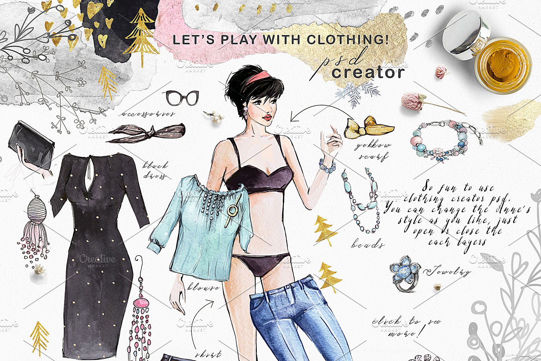 时尚服饰插画设计素材包 Fashion clothing creator插图(5)