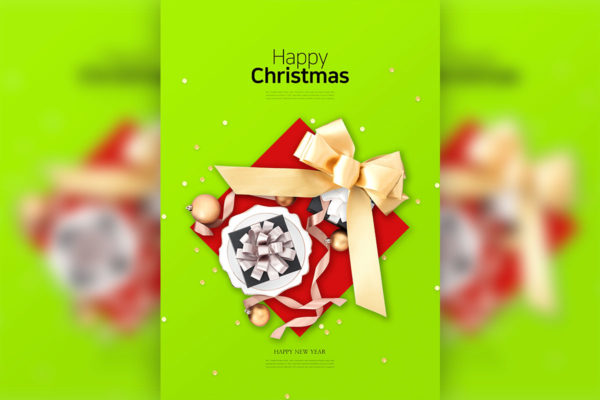 圣诞年终特惠礼品促销活动海报模板psd素材