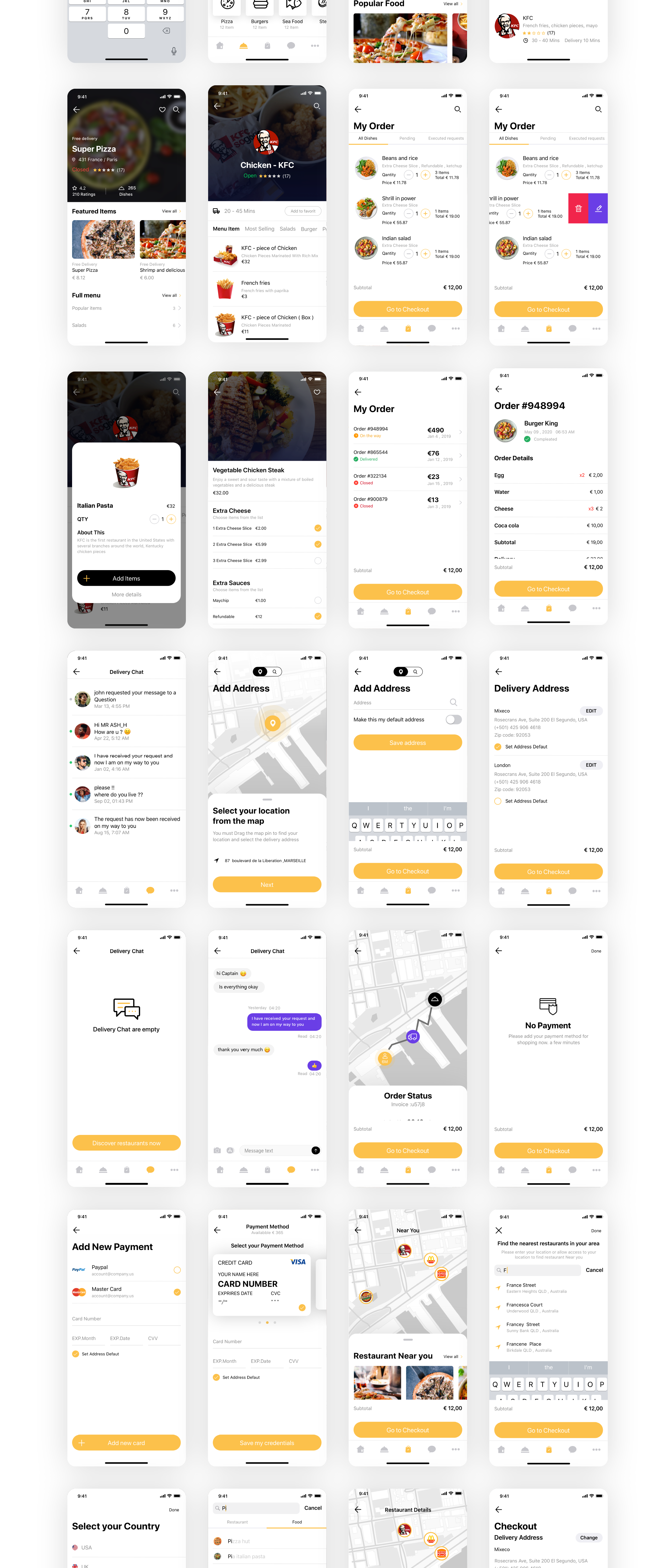 素材库下午茶:餐厅外卖APP应用程序IOS UI套件插图(1)
