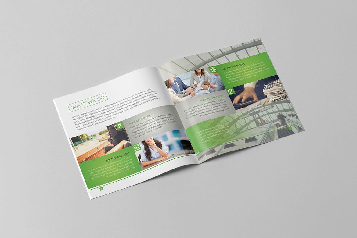 企业宣传精装画册版式设计INDD模板下载 Light Business Square Brochure插图(5)