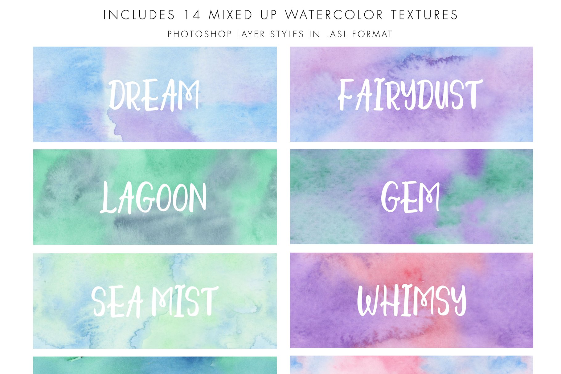 手绘水彩纯色晕染纹理 Watercolor Texture Photoshop Styles插图