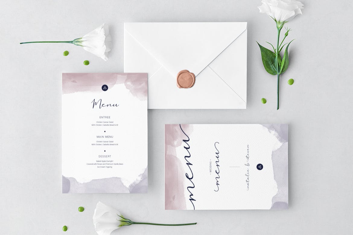 淡水彩艺术婚礼邀请设计素材包v2 Wedding Invitation插图(12)