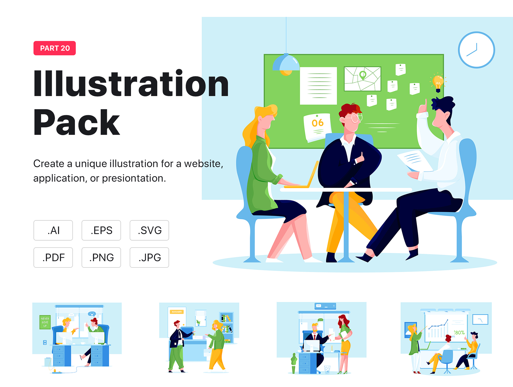 素材库下午茶：10个商务办公主题矢量场景插画集插图