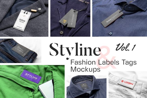 Styline系列服装标签＆吊牌VI设计素材库精选模板v1 Styline – Apparel Labels and Tags Mockups vol 1
