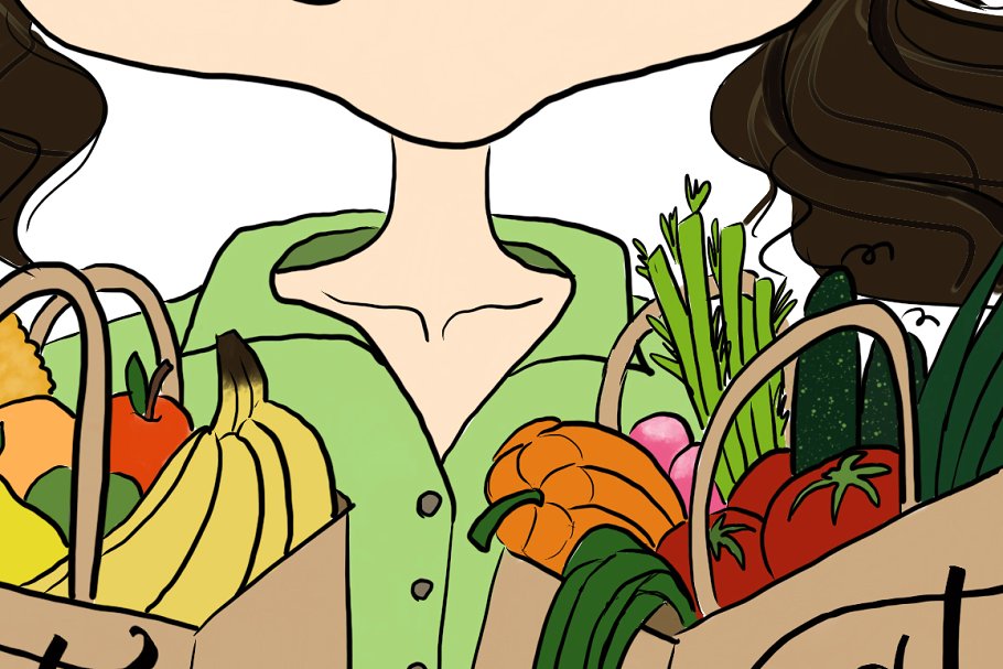 深色头发可爱卡通女孩剪切画 Cute Girls Brunette hair Clipart插图(2)