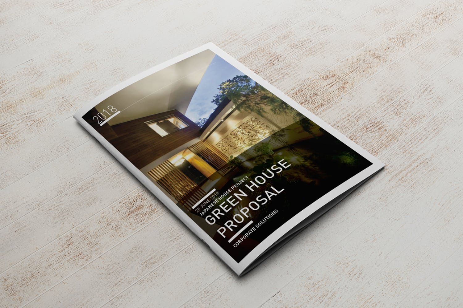 A4宣传小册子/企业画册封面设计45度角视图样机素材库精选 A4 Brochure Cover Mockup插图(2)