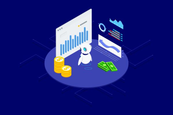 AI智能财务分析金融业务场景等距概念插画v1 Analysis in Financial with AI Isometric – T2