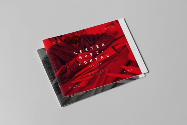 美国信纸方形画册样机3 US Letter Horizontal Brochure Mock-up 3