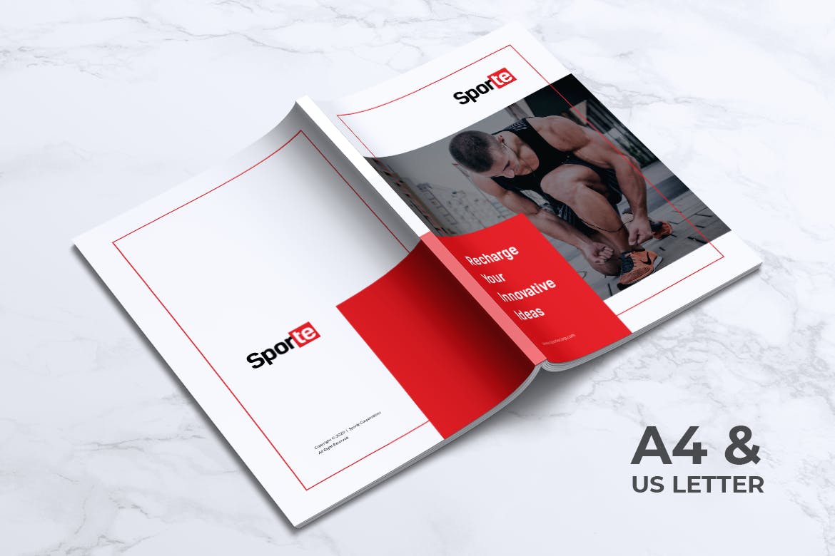 健身体育运动俱乐部宣传画册排版设计模板 SPORTE Sport Fitness & Gym Brochure插图(5)