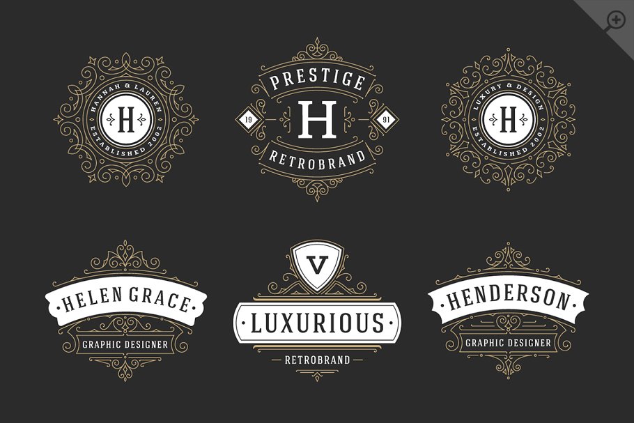 50款奢侈品品牌Logo设计模板 50 ornaments logos & monograms插图(3)