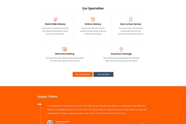 交通运输快递物流公司网站PSD模板 Logistics Transportation Shipping Agency Business插图(2)