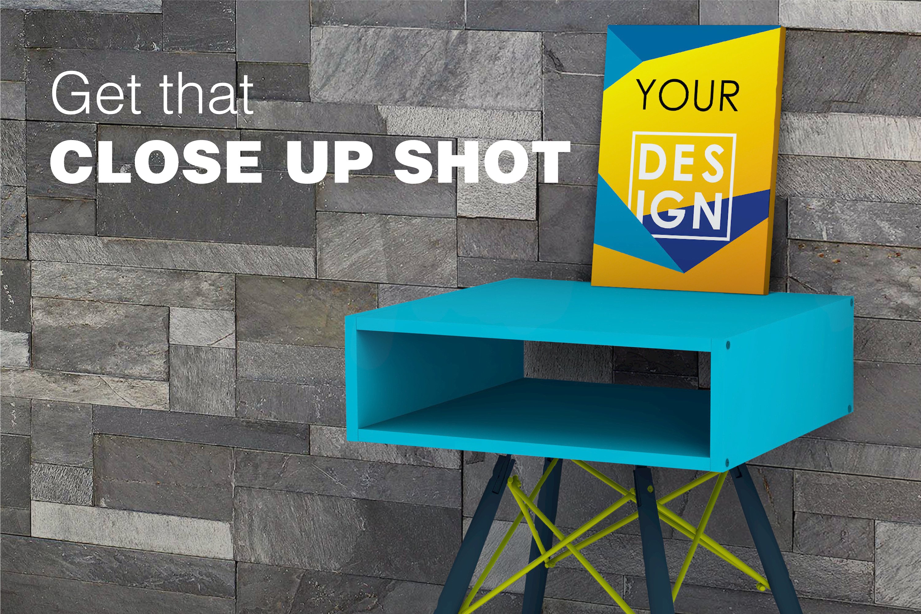 简约固定式办公桌和海报模型Mockups插图(2)