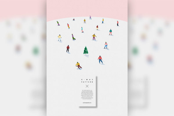 冬季滑雪圣诞元素图案素材[PSD]