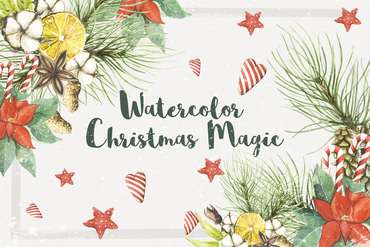 圣诞魔法水彩插画合集 Watercolor Christmas Magic插图