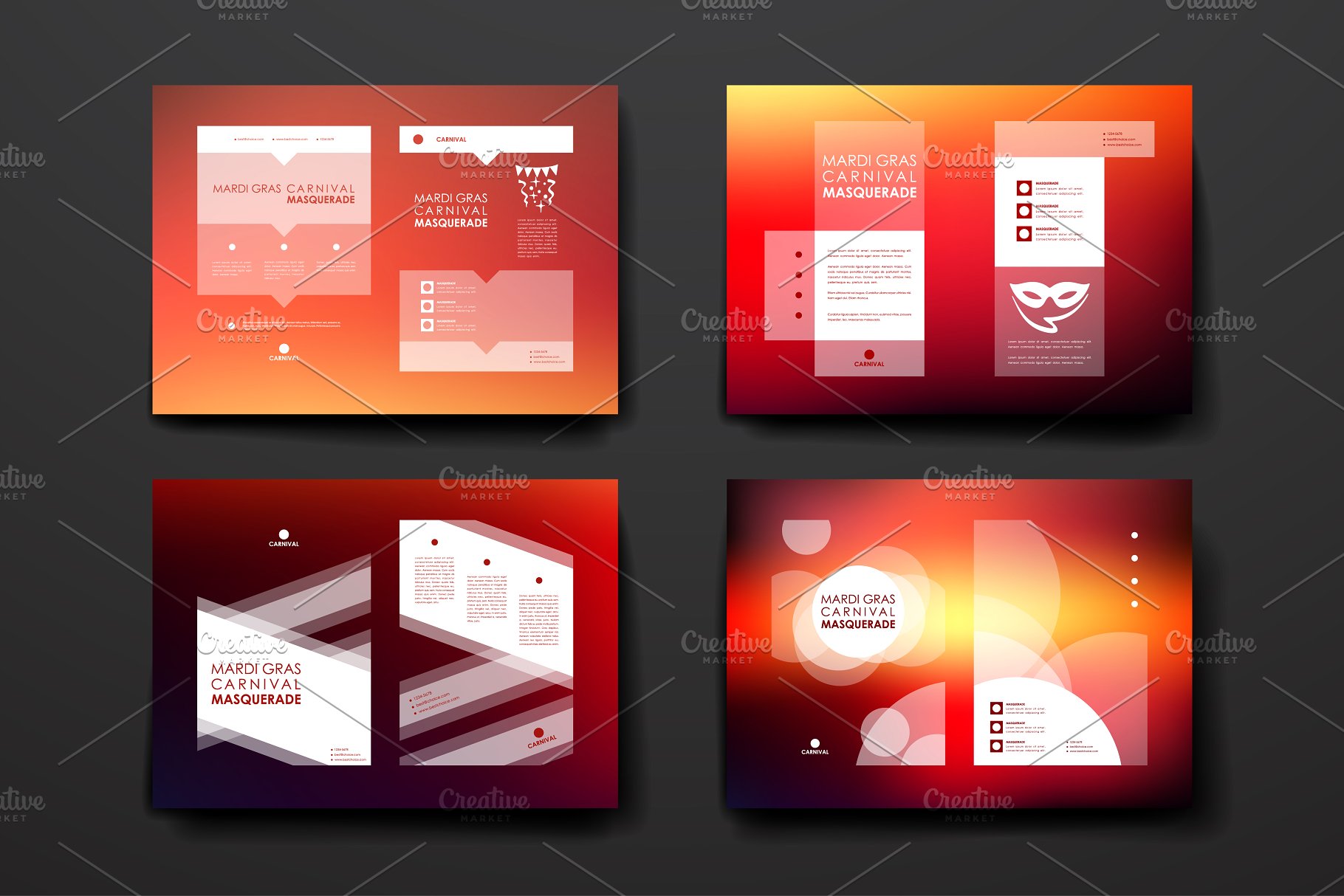 美国狂欢节主题小册子模板 Mardi Gras Brochures插图