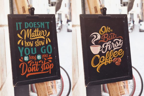 店铺黑板宣传画板告示牌设计样机 Black Slate Vertical Mockup