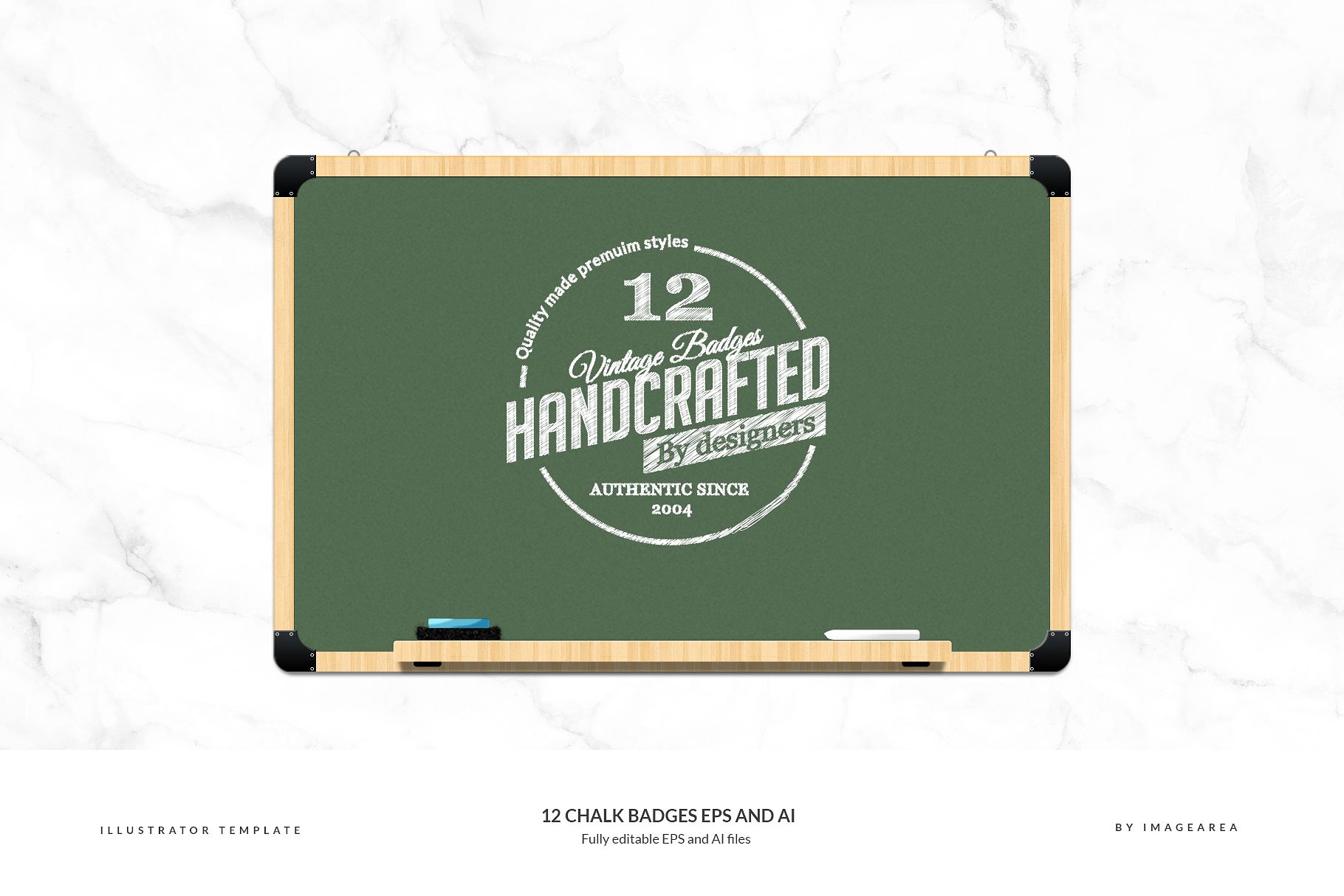 12个手绘粉笔黑板画徽章 12 Chalk Badges EPS and AI插图