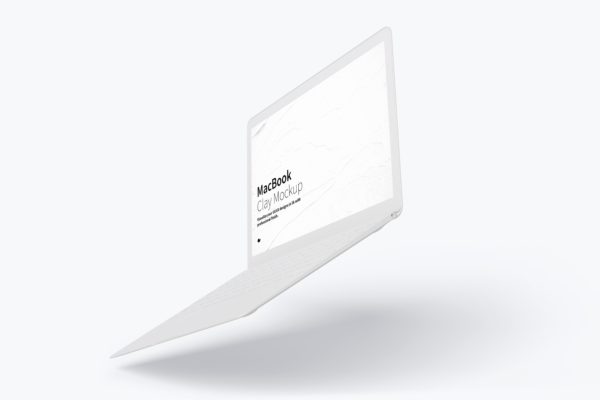 MacBook笔记本电脑悬空效果右视图样机模板 Clay MacBook Mockup, Floating Right View