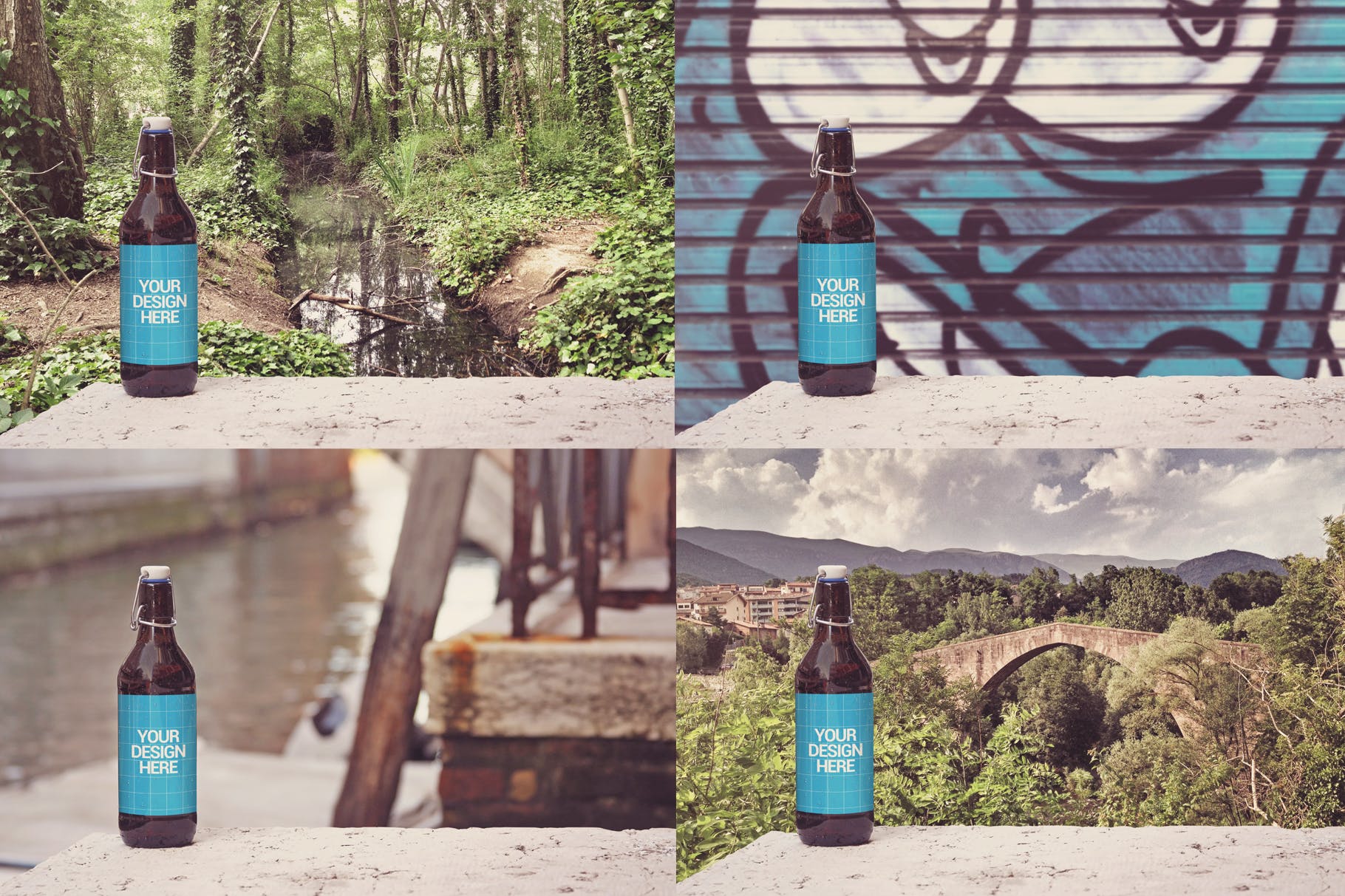 50cl规格啤酒瓶设计多背景预览样机模板 50cl Beer Mockup Background插图(3)