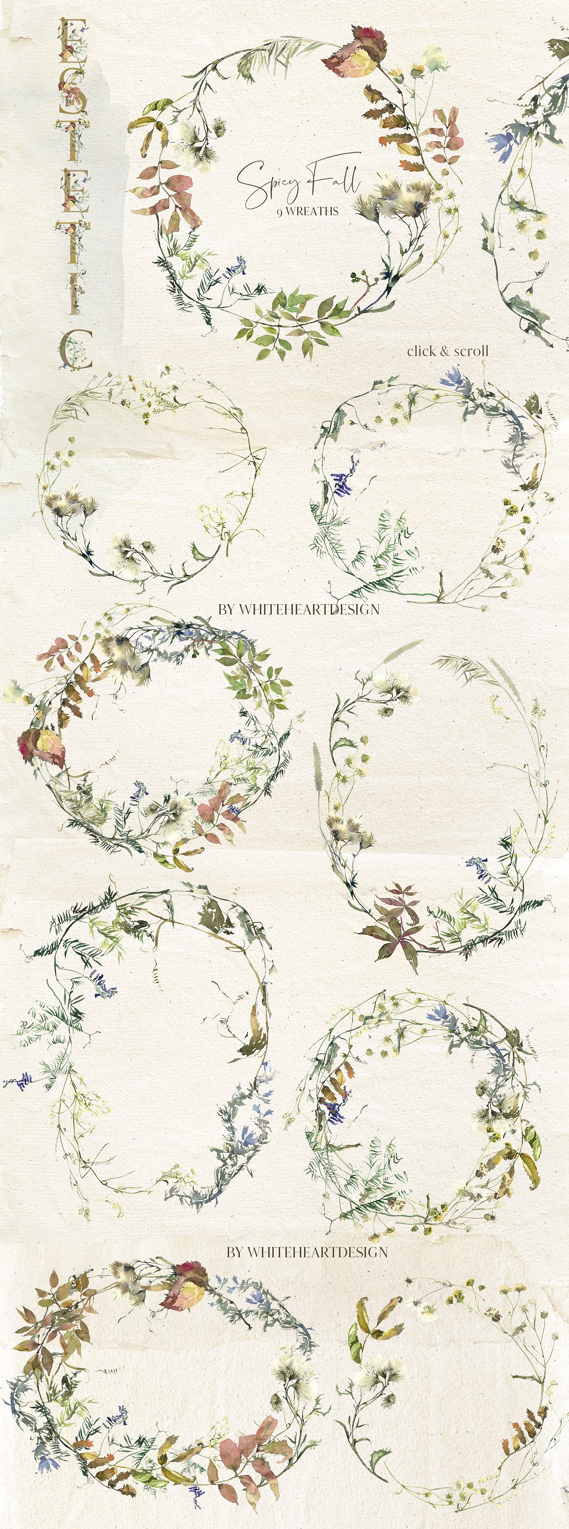 辛辣植物&花卉水彩剪贴画 Spicy Fall Watercolor Leaves Clipart插图(3)