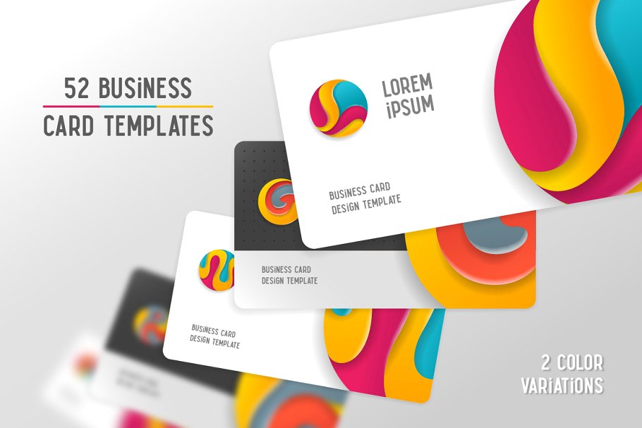 抽象矢量彩色字母名片设计素材 Vector alphabet with cards templates插图(2)