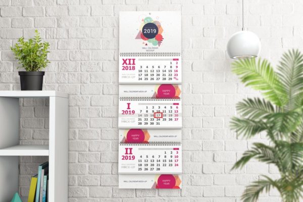 室内墙面挂历样机模板V2 Wall Calendar Mockups 02