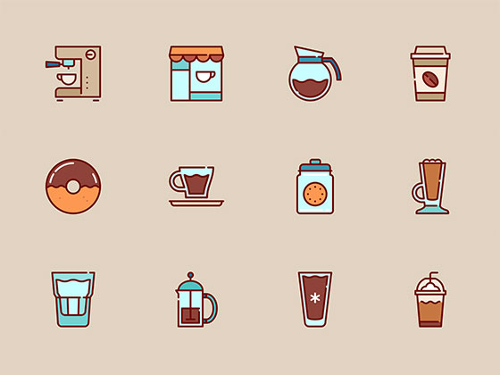 50 枚咖啡店元素图标素材之家精选sketch素材