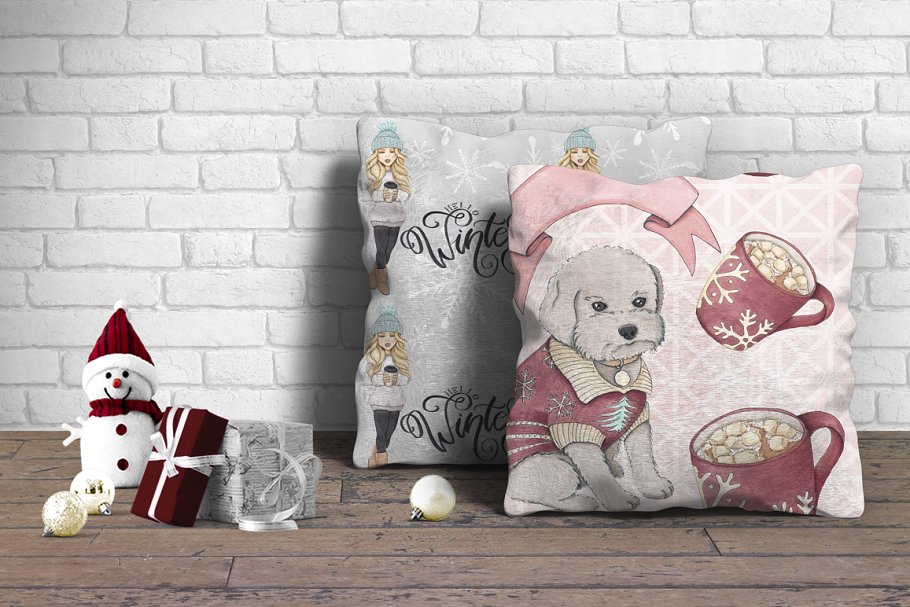 冬季圣诞节主题手绘插画套装 Winter Christmas Hand-painted Kit插图(6)