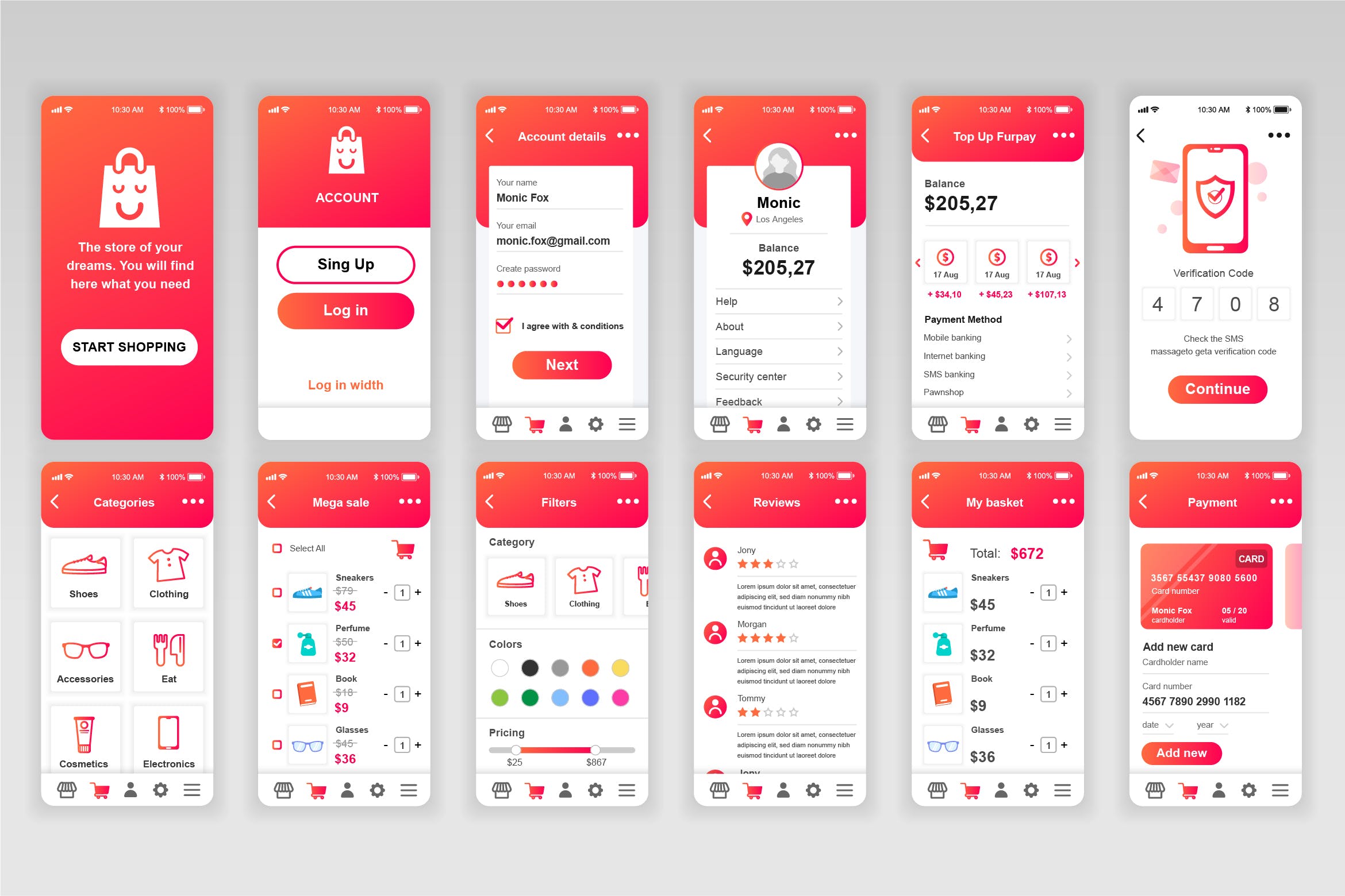 网上商城APP应用用户界面设计UI套件 Shopping Mobile App UX and UI Kit插图