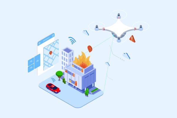 无人机搜救场景2.5D等距概念矢量插画 Drones Search And Rescue Isometric – T2