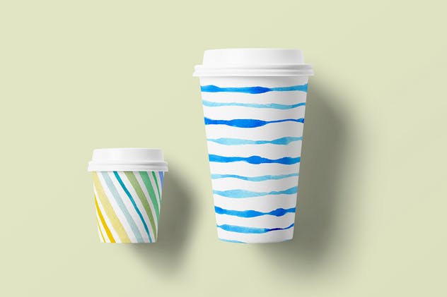 水彩条纹和图案纹理素材 Watercolor Stripes and Patterns插图(3)