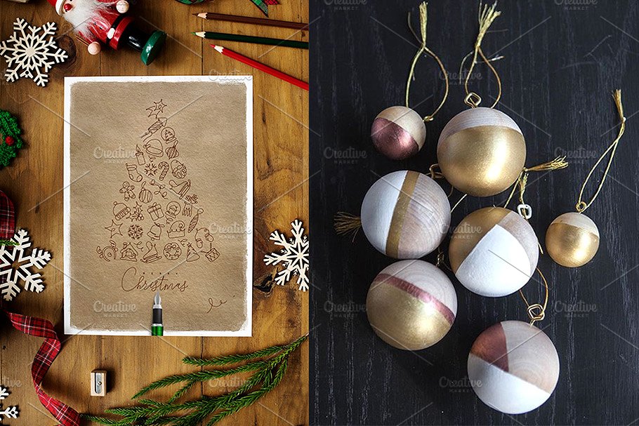 圣诞节节日主题设计插画素材合集 Christmas Holidays One Line插图(7)