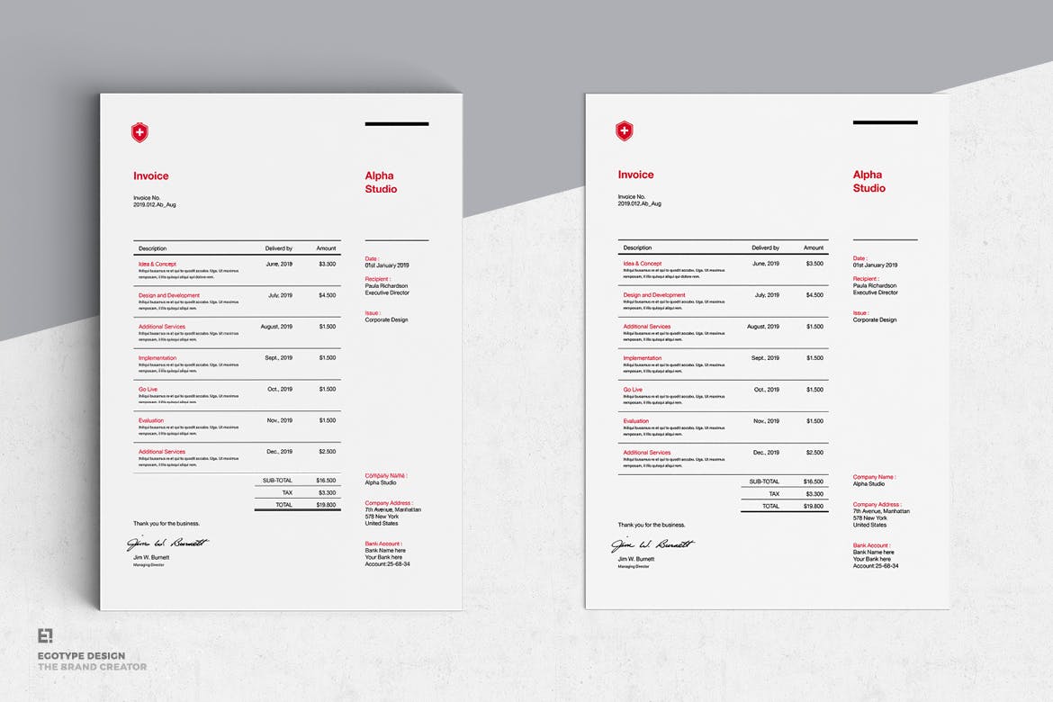 A4尺寸规格专业发票/票据设计模板 Invoice Pro插图(1)