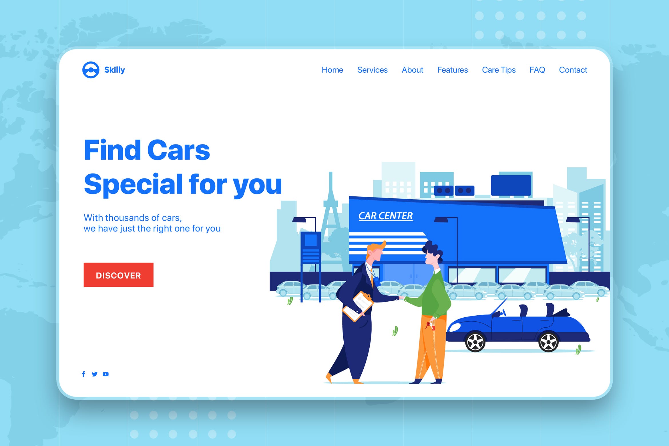 汽车销售中心网站设计矢量插画素材 Cars Dealership Center Showroom Interior插图