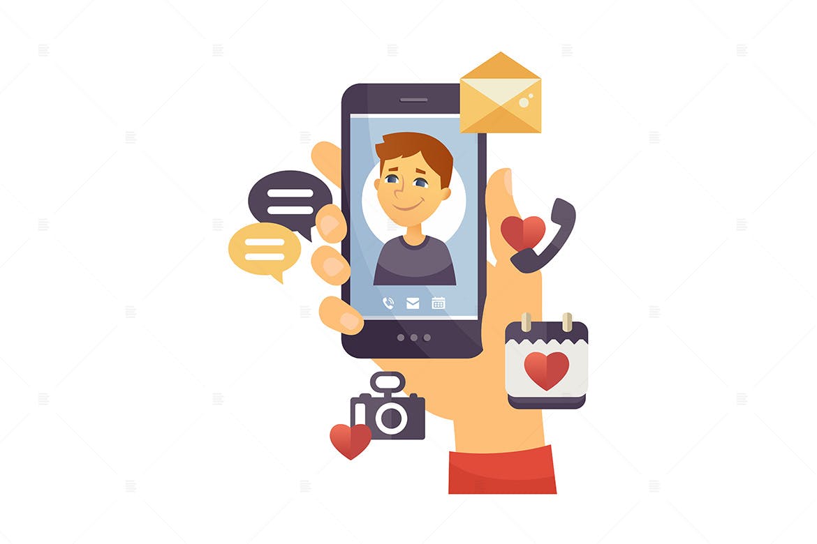 儿童电话卡通人物矢量插画素材库精选素材 Son calling – cartoon character illustration插图