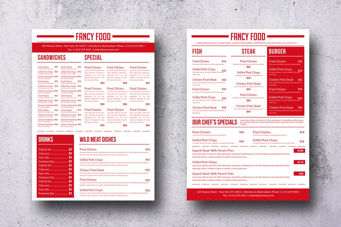 A4纸极简设计风格西式菜单设计模板 Simple A4 Minimal A4 Menu – 13 Color Versions插图(9)