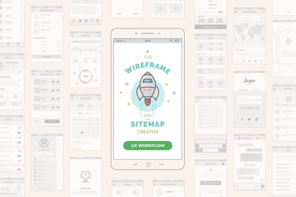 UX工作流程-手机APP线框图/站点地图设计素材 UX Workflow – Mobile Wireframe and Sitemap Creator
