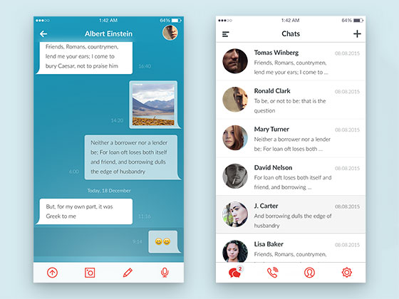 简约即时通讯界面素材之家精选sketch素材